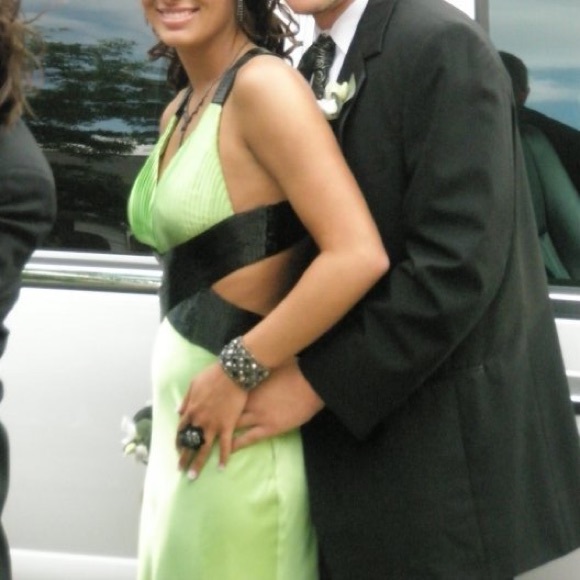 Green and Black Prom Dress - Picture 4 of 6
